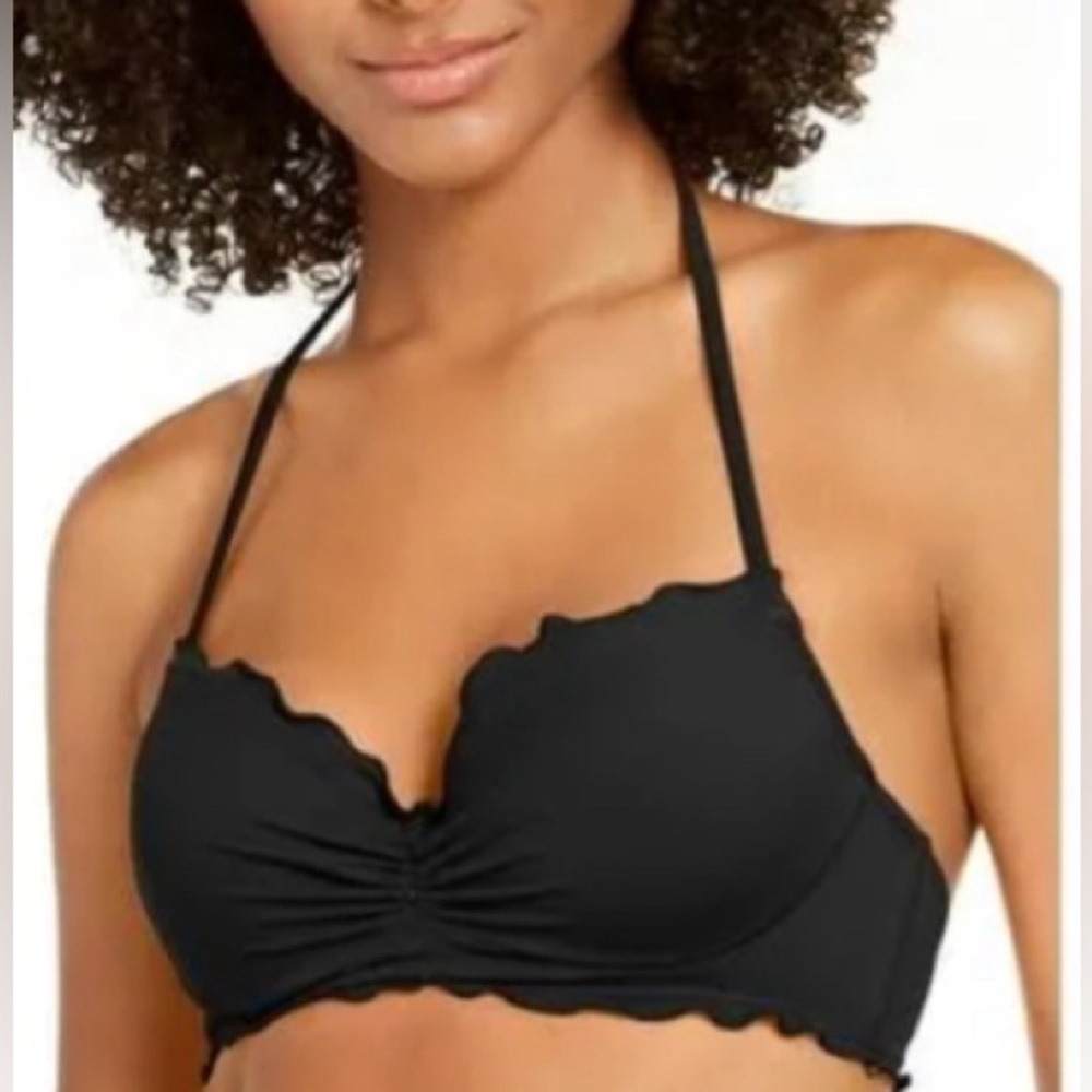 SUNDAZED Women's Black Sweetheart Nixie Halter Bikini Top Size: 34D NWT